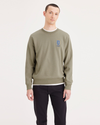 Front view of model wearing Overland Trek Crewneck Sweatshirt, Regular Fit.