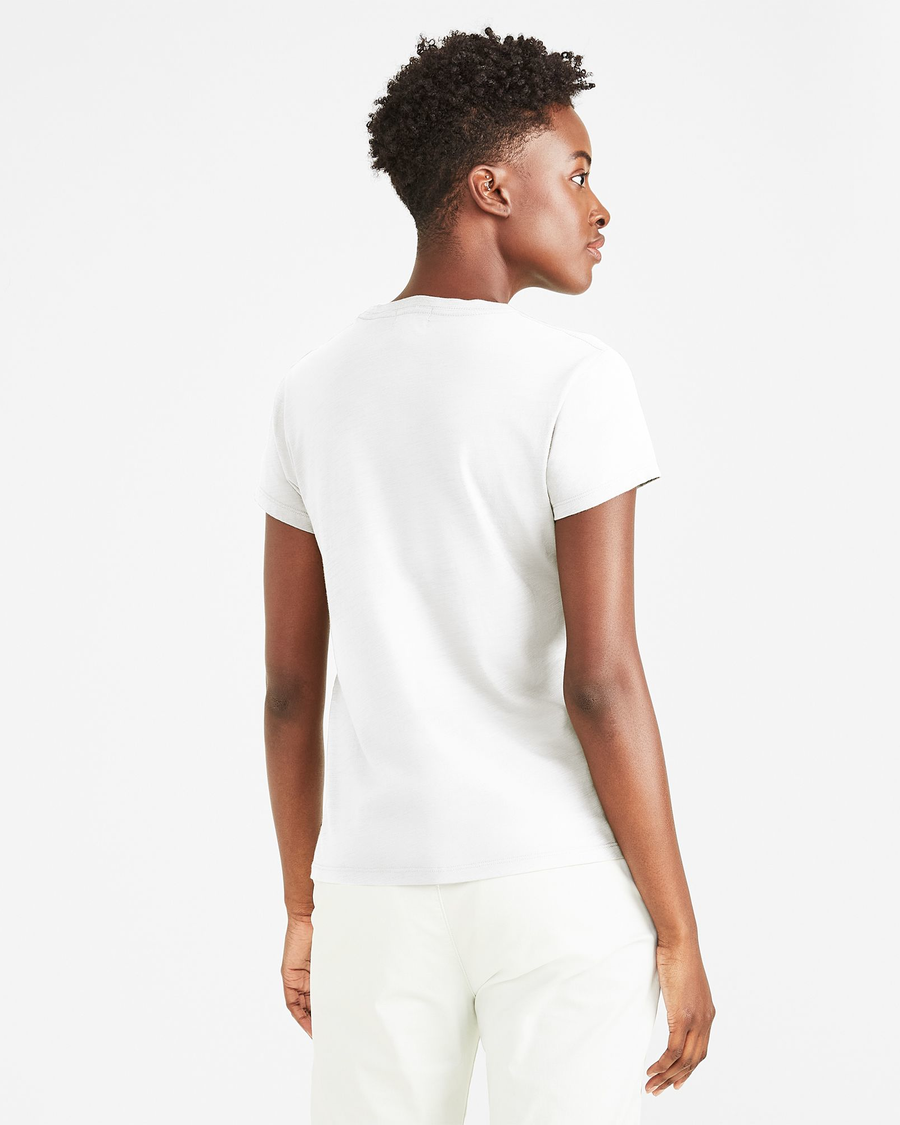 Back view of model wearing Paper White Favorite Tee Shirt, Slim Fit.