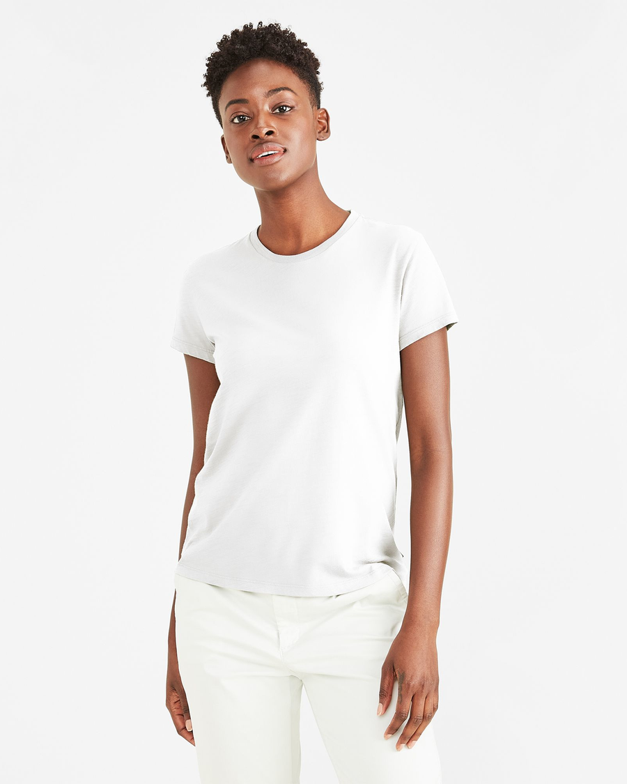 Front view of model wearing Paper White Favorite Tee Shirt, Slim Fit.