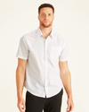 Front view of model wearing Paper White Signature Comfort Flex Shirt, Classic Fit (Big and Tall).