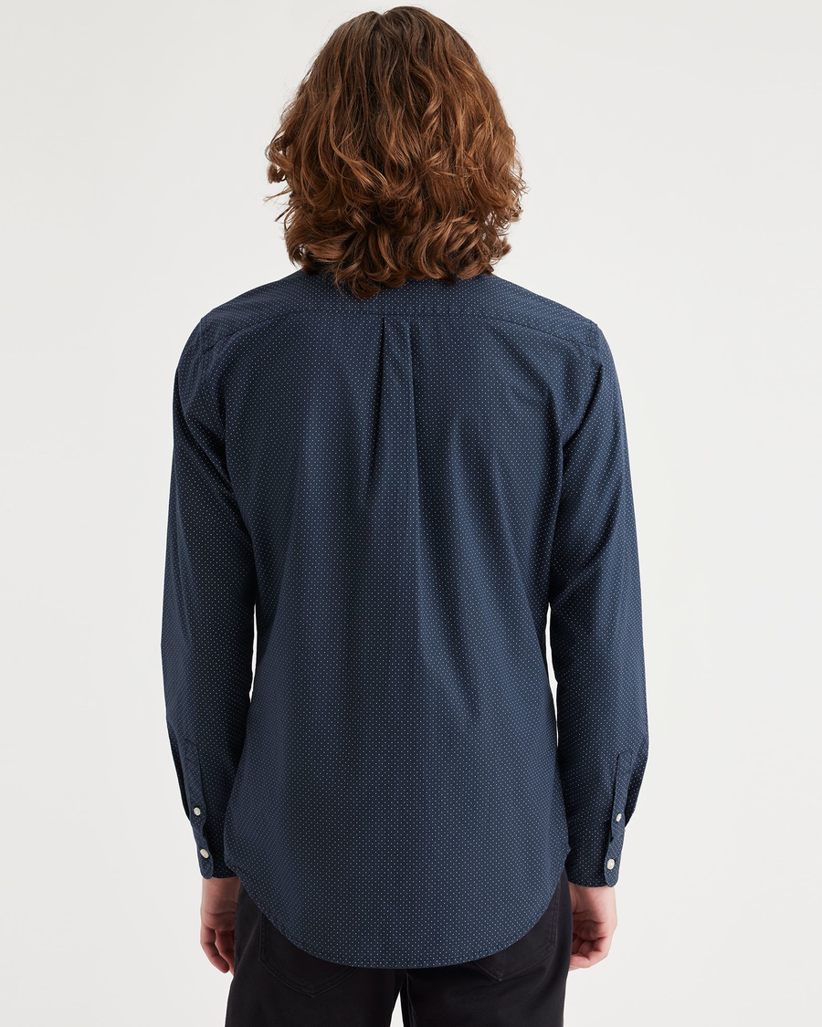 Back view of model wearing Parade Navy Blazer Original Button Up, Slim Fit.