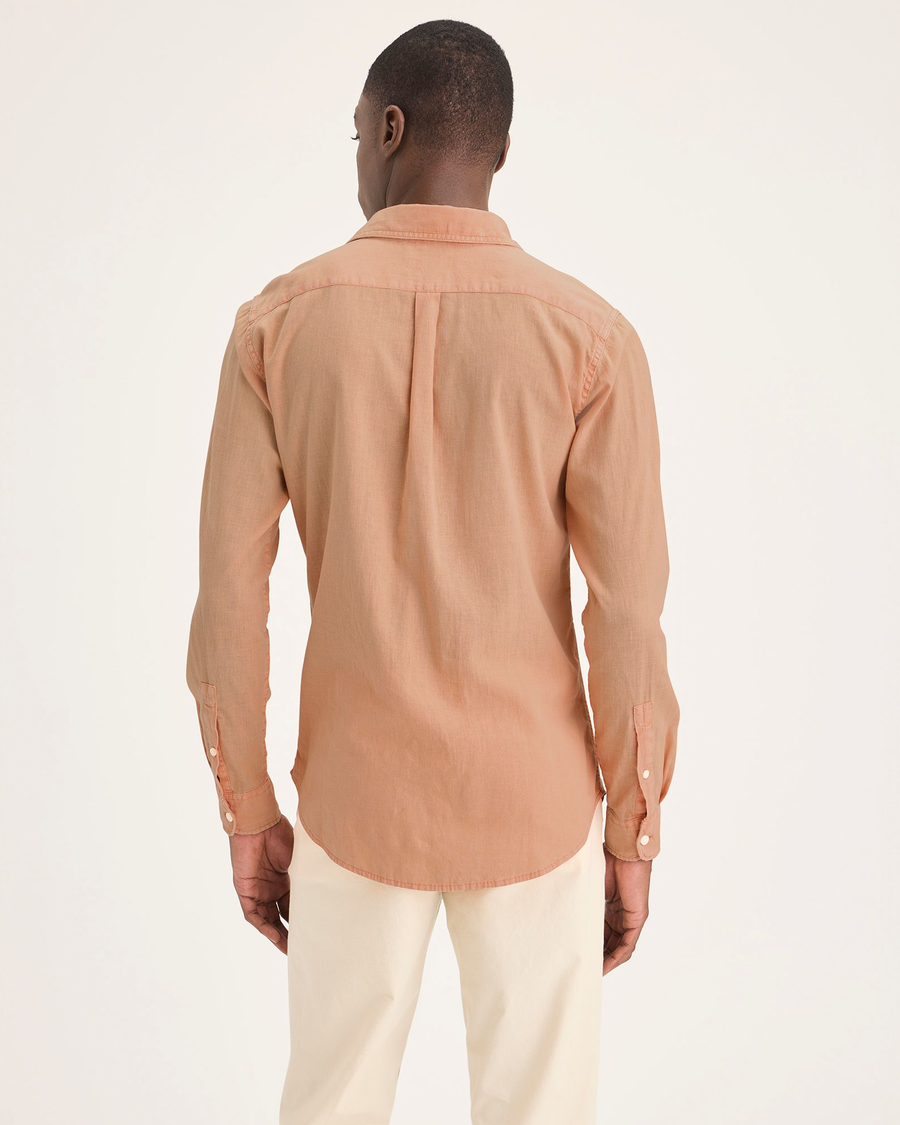 Back view of model wearing Peach Bloom Original Button Up, Slim Fit.