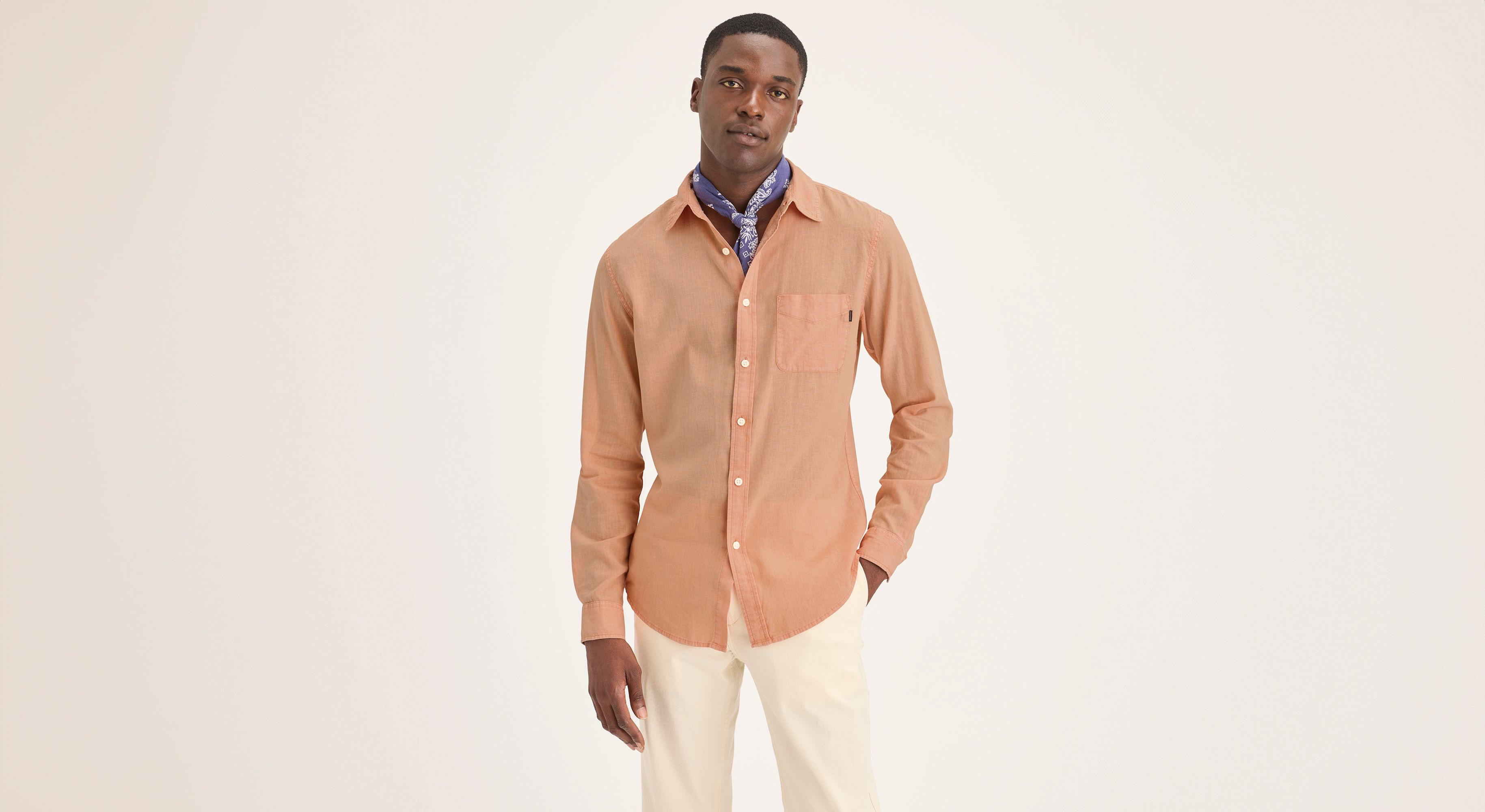 dockers Original Button Up Slim Fit Orange Top Sale dockers Original Button Up Slim Fit Orange Top Sale