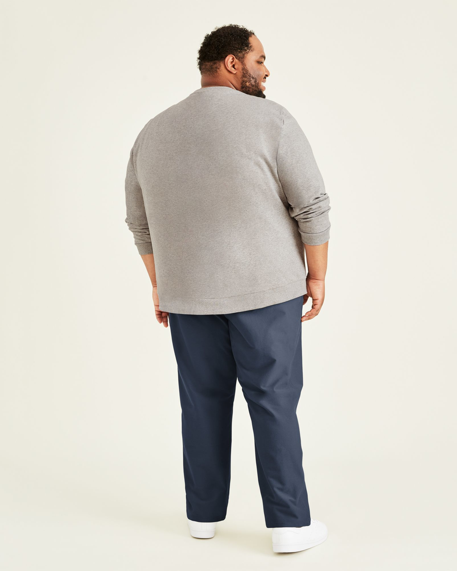 Back view of model wearing Pembroke Comfort Knit Chinos, Straight Fit (Big and Tall).