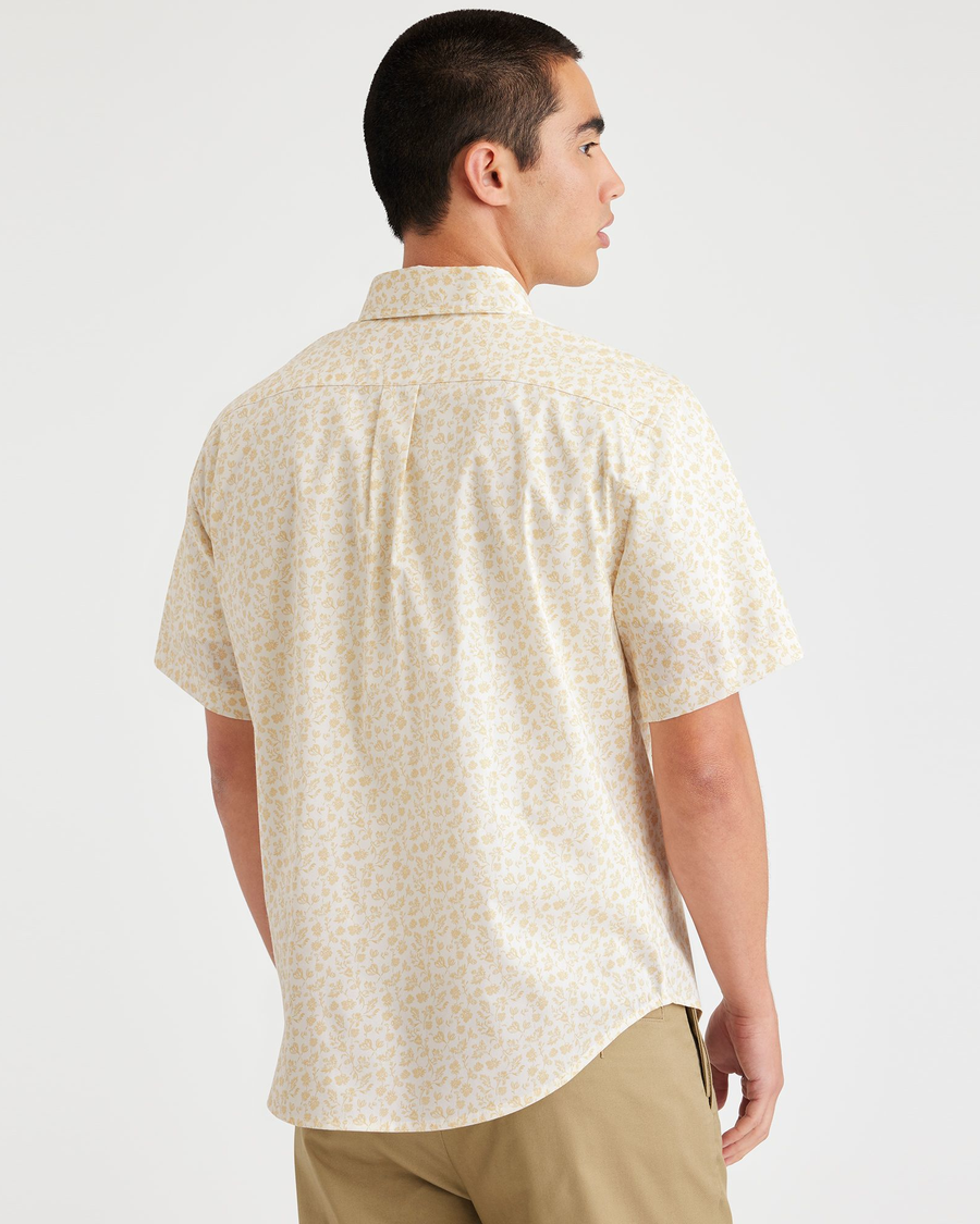 Back view of model wearing Pipa Wheat Signature Comfort Flex Shirt, Classic Fit.
