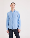 Front view of model wearing Placid Blue Original Button Up, Slim Fit.