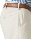 View of model wearing Porcelain Khaki Comfort Khakis, Relaxed Fit.