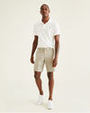 Front view of model wearing Porcelain Khaki Ultimate 9.5" Shorts (Big and Tall).
