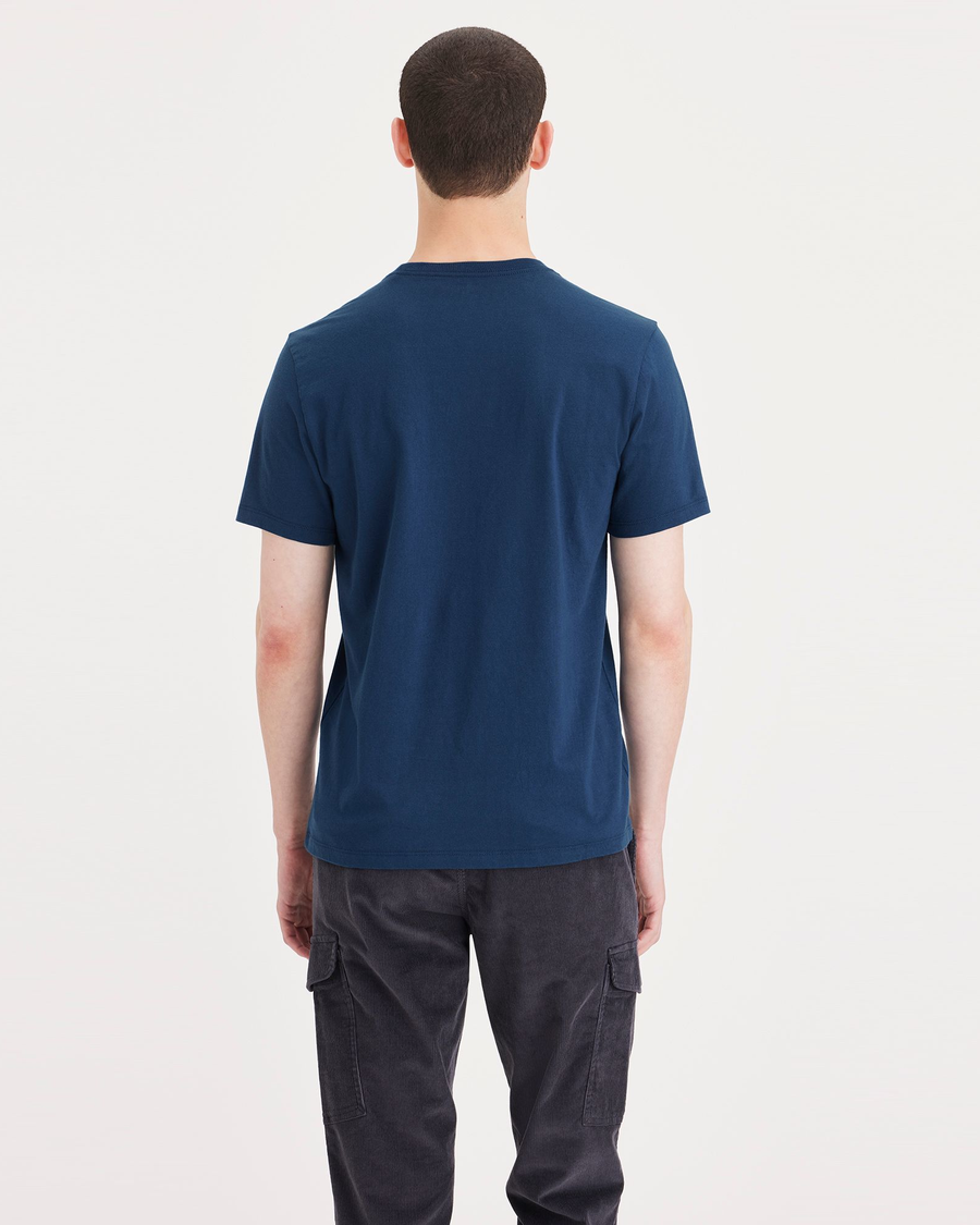 Back view of model wearing Poseidon Graphic Tee, Slim Fit.