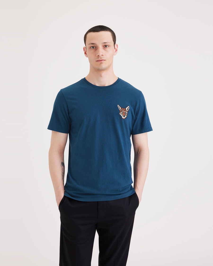 Front view of model wearing Poseidon Graphic Tee, Slim Fit.