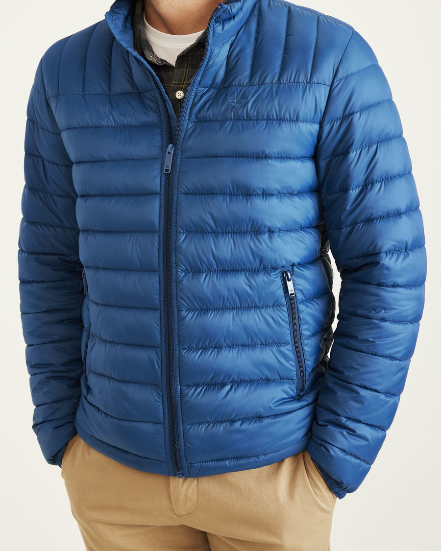 Packable nylon puffer jacket deals