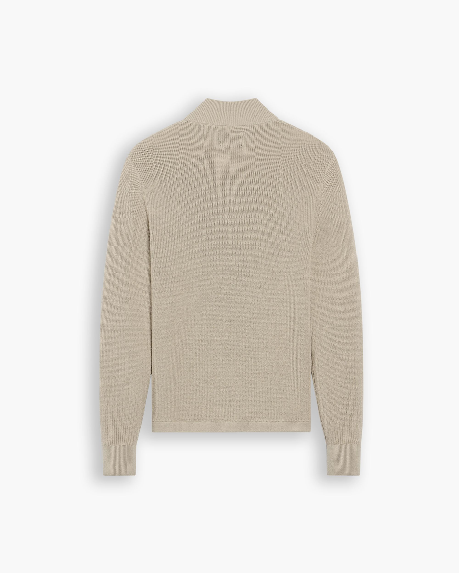 View of model wearing Pure Cashmere 1/4 Zip Sweater, Regular Fit.