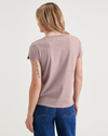 Back view of model wearing Purple Dove V-Neck Tee Shirt, Slim Fit.