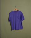 Front view of model wearing Purple Made in USA, Purple Embroidered Tee - M.