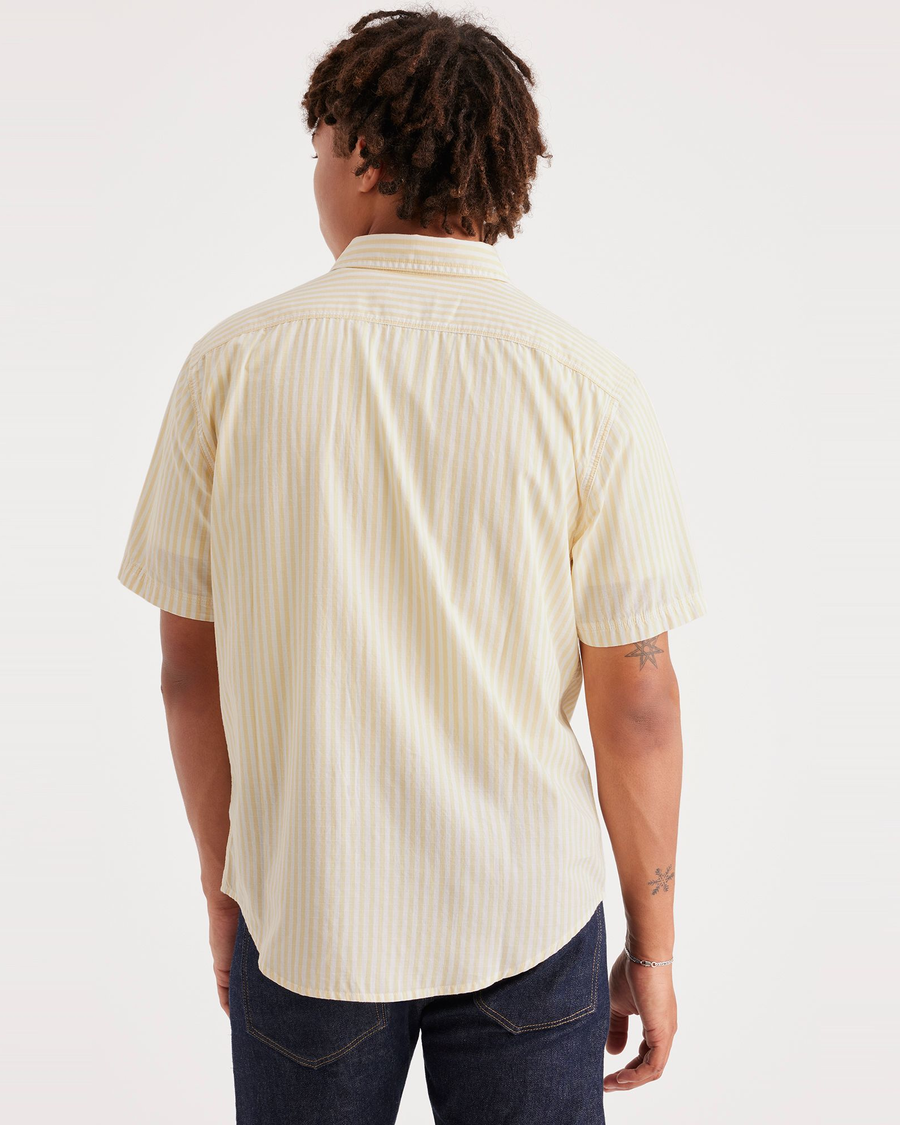Back view of model wearing Raft Wheat Utility Shirt, Regular Fit.