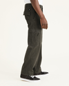 Side view of model wearing Rifle Green Go-To Cargos, Straight Fit (Big and Tall).