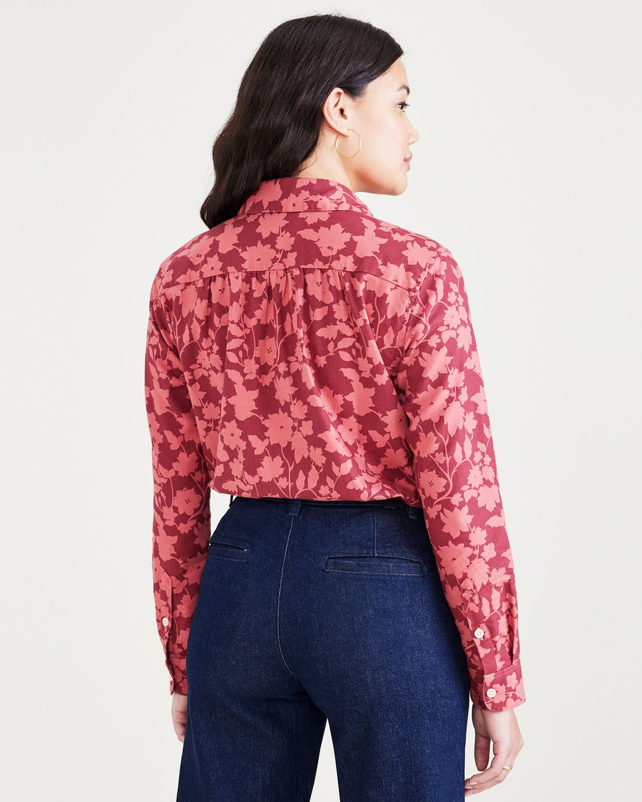 Back view of model wearing Ringtone Tibetan Red Favorite Button-Up, Regular Fit.