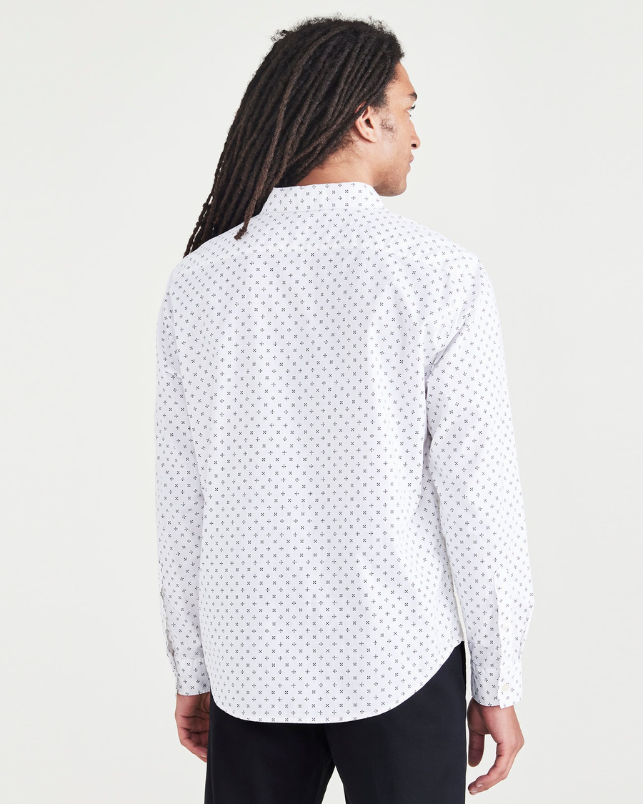 Back view of model wearing Riviera Lucent White Ultimate Shirt, Regular Fit.