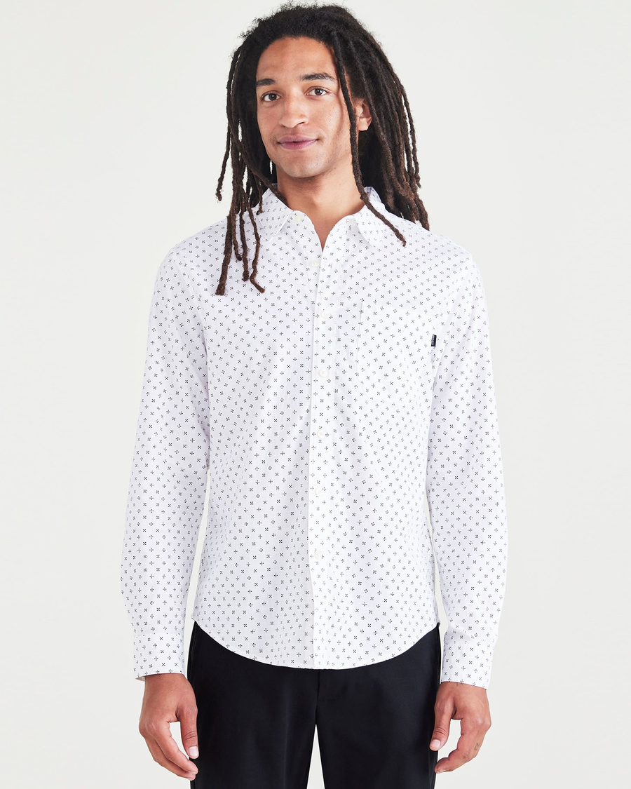 Front view of model wearing Riviera Lucent White Ultimate Shirt, Regular Fit.