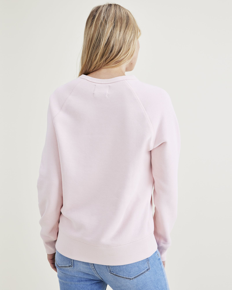 Back view of model wearing Rose Quartz Crewneck Sweatshirt, Classic Fit.