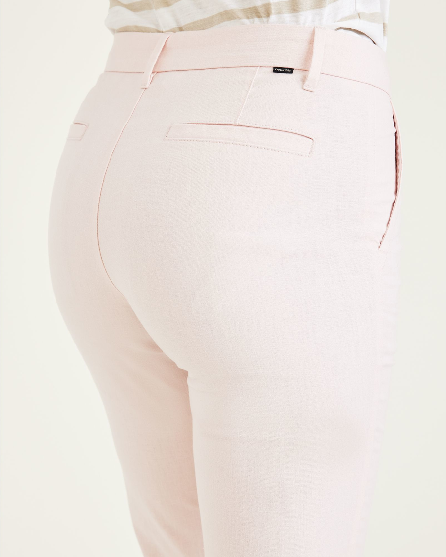 View of model wearing Rose Quartz Weekend Chinos, Slim Fit: Premium Edition.