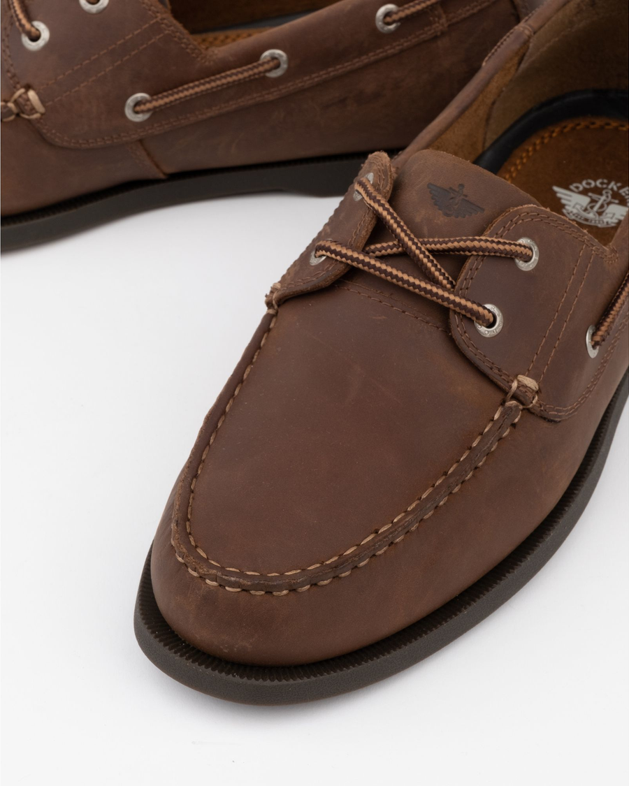 View of  Rust Vargas Boat Shoes.