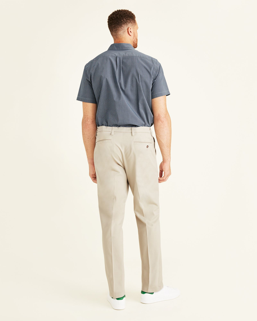Back view of model wearing Safari Beige Workday Khakis, Classic Fit (Big and Tall).