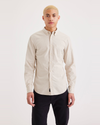 Front view of model wearing Safari Lucent White Stretch Oxford Shirt, Slim Fit.