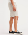 Side view of model wearing Sahara Khaki Alpha 8" Shorts.