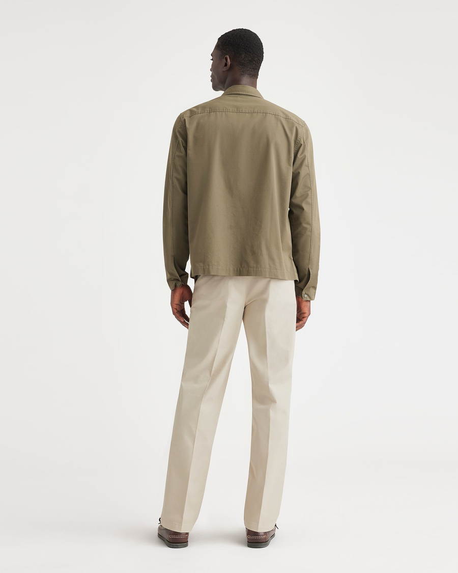 Back view of model wearing Sahara Khaki Essential Chinos, Classic Fit.