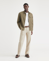 Front view of model wearing Sahara Khaki Essential Chinos, Classic Fit.