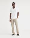 Front view of model wearing Sahara Khaki Essential Chinos, Slim Fit.