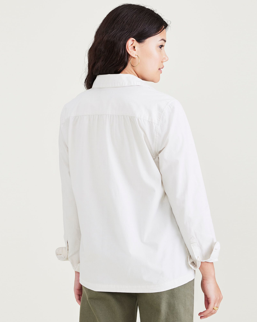 Back view of model wearing Sahara Khaki Favorite Button-Up Shirt, Regular Fit.