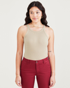 Front view of model wearing Sahara Khaki Favorite Tank, Slim Fit.