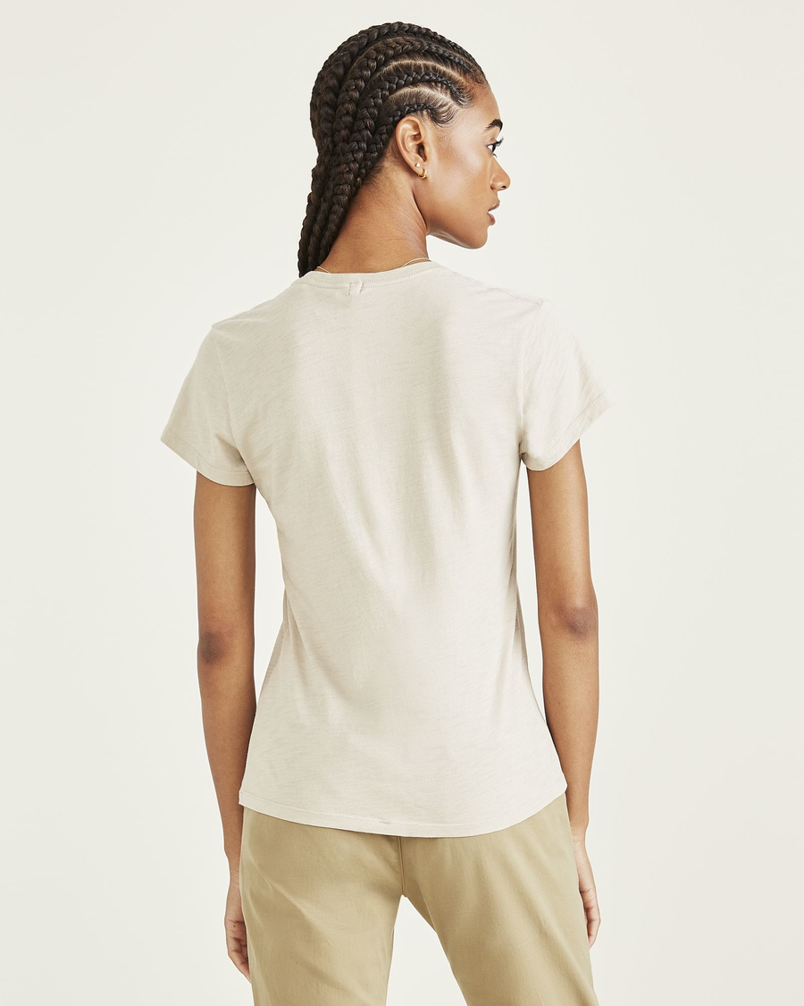 Back view of model wearing Sahara Khaki Favorite Tee Shirt, Slim Fit.