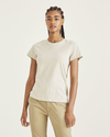 Front view of model wearing Sahara Khaki Favorite Tee Shirt, Slim Fit.