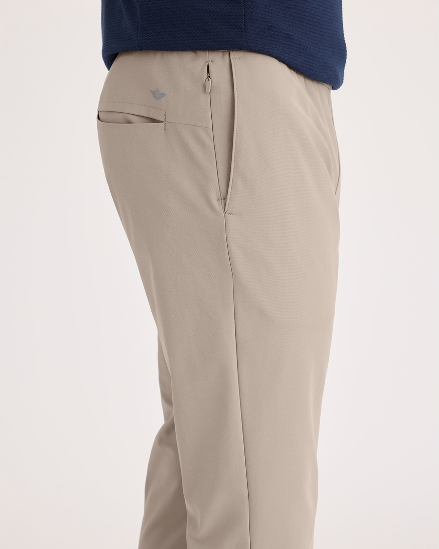 Side view of model wearing Sahara Khaki Go Airweave Jogger, Slim Fit.