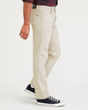 Side view of model wearing Sahara Khaki Jean Cut Pants, Straight Fit.