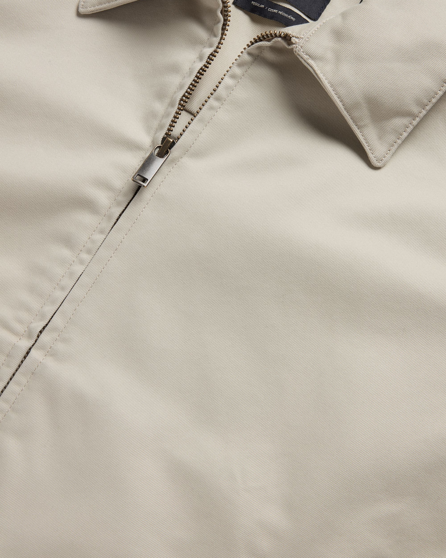 View of model wearing Sahara Khaki Mechanic's Jacket, Regular Fit.