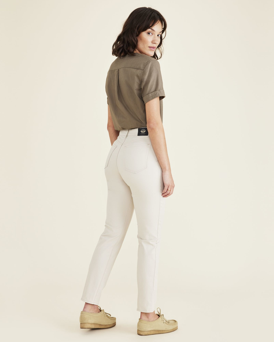 Back view of model wearing Sahara Khaki Minna 5-Pocket, High Slim Fit.