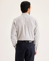 Back view of model wearing Sahara Khaki Signature Stain Defender Shirt, Classic Fit.