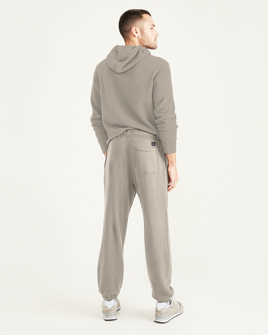 Back view of model wearing Sahara Khaki Sport Sweatpants, Straight Fit.