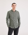 Front view of model wearing Savier Stretch Oxford Shirt, Slim Fit.