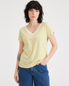 Front view of model wearing Sea Cliff Pineapple Slice V-Neck Tee Shirt, Slim Fit.