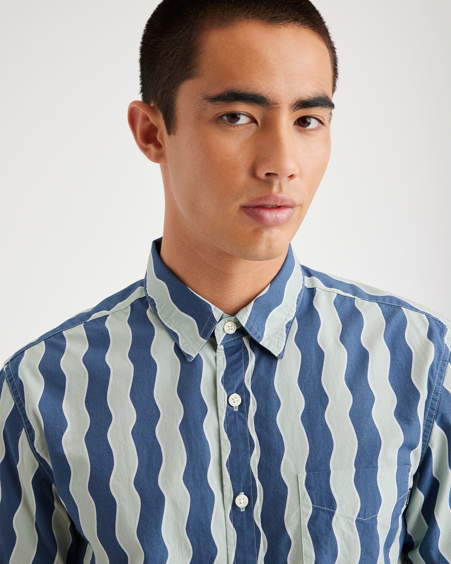 View of model wearing Seafarer Original Button Up, Slim Fit.