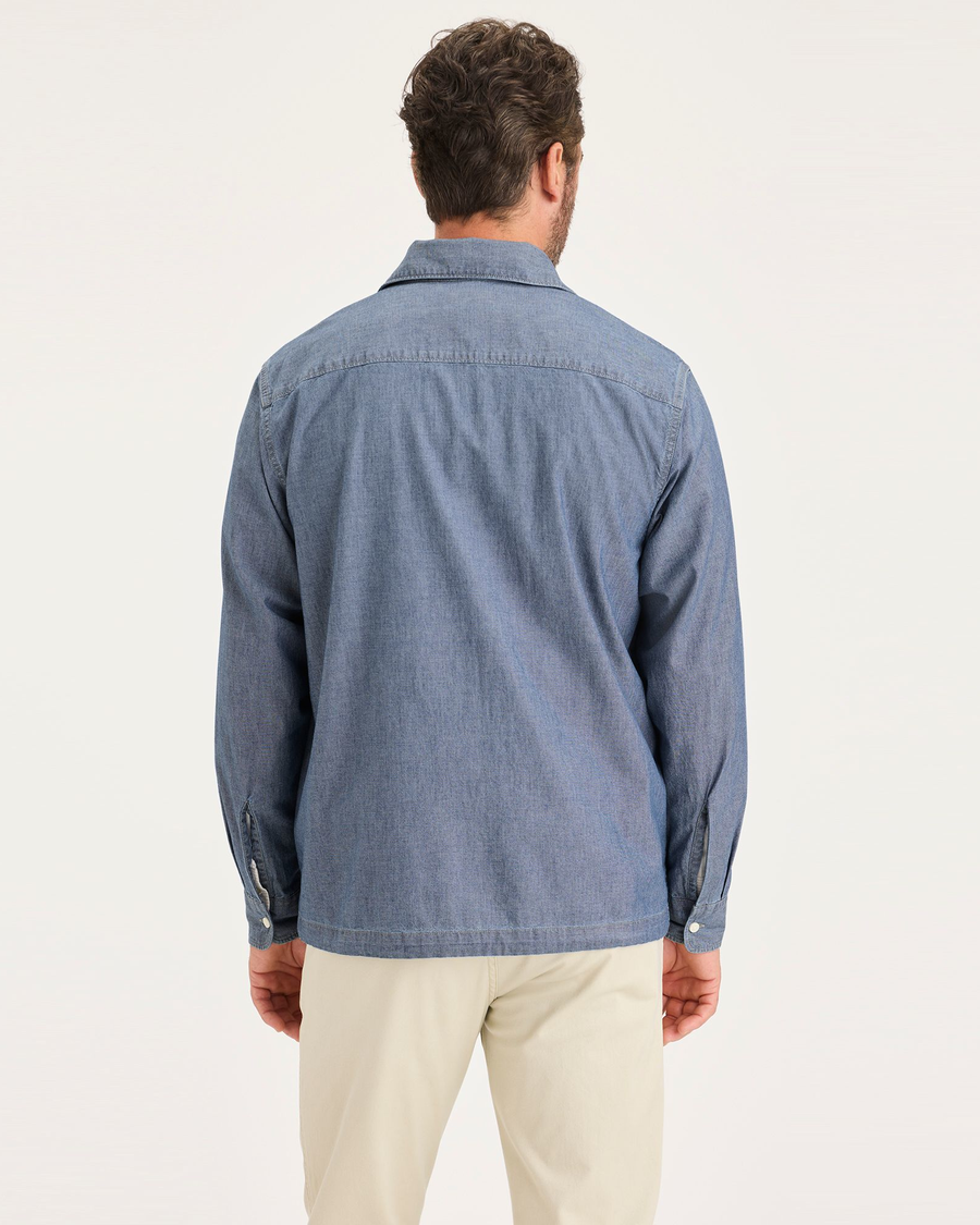 Back view of model wearing Seaview Coaches Shirt Jacket, Relaxed Fit.