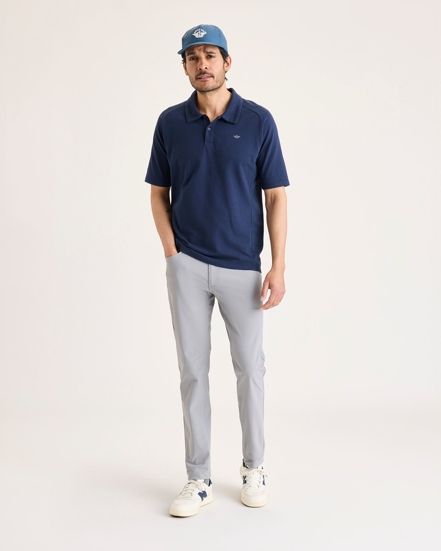 Front view of model wearing Sharkskin Go Airweave 5-Pocket, Slim Tapered Fit.