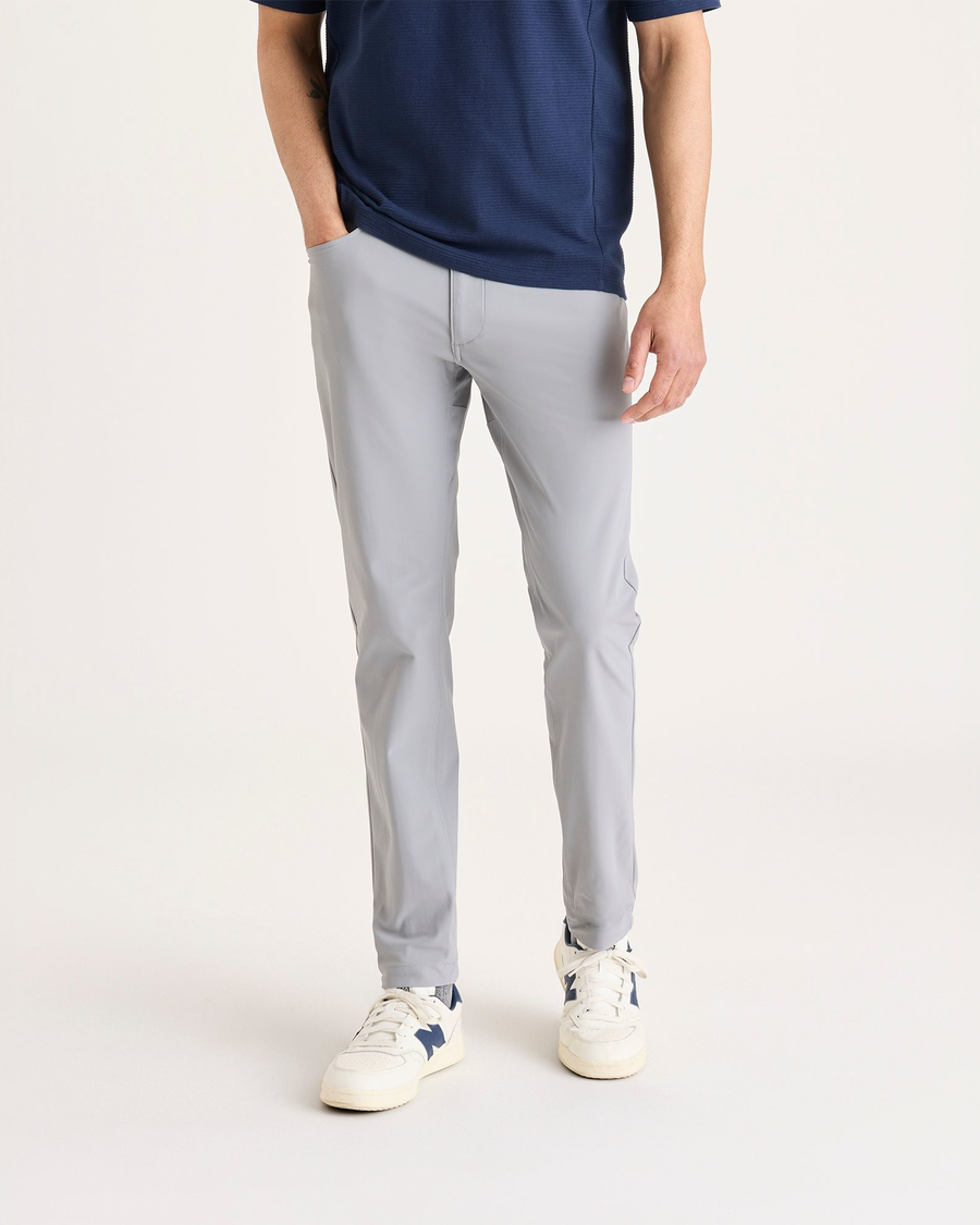 Front view of model wearing Sharkskin Go Airweave Chino, Slim Tapered Fit.
