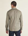 Back view of model wearing Silver Sage Stretch Oxford Shirt, Slim Fit.