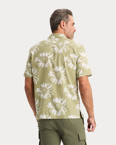 View of model wearing Solros Camp Collar Shirt, Regular Fit.